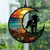 Elegant Moonlit Dog Acrylic Keepsake Pendant - Engravable