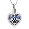 Pet Paw Print Heart Urn Necklace – Keepsake Cremation Jewelry