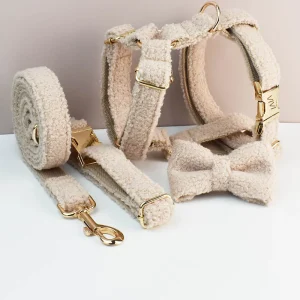 Plush Paws: Teddy Velvet Custom Collar & Leash Set