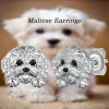 Charming Maltese Stud Earrings – Artisan Pet Jewelry