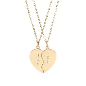 Break Apart Heart Necklace Set (Engraving)
