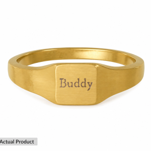 Stainless Steel Square Signet Ring (Engraving)