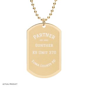 Gold Dog Tag with Chain (Engraving)