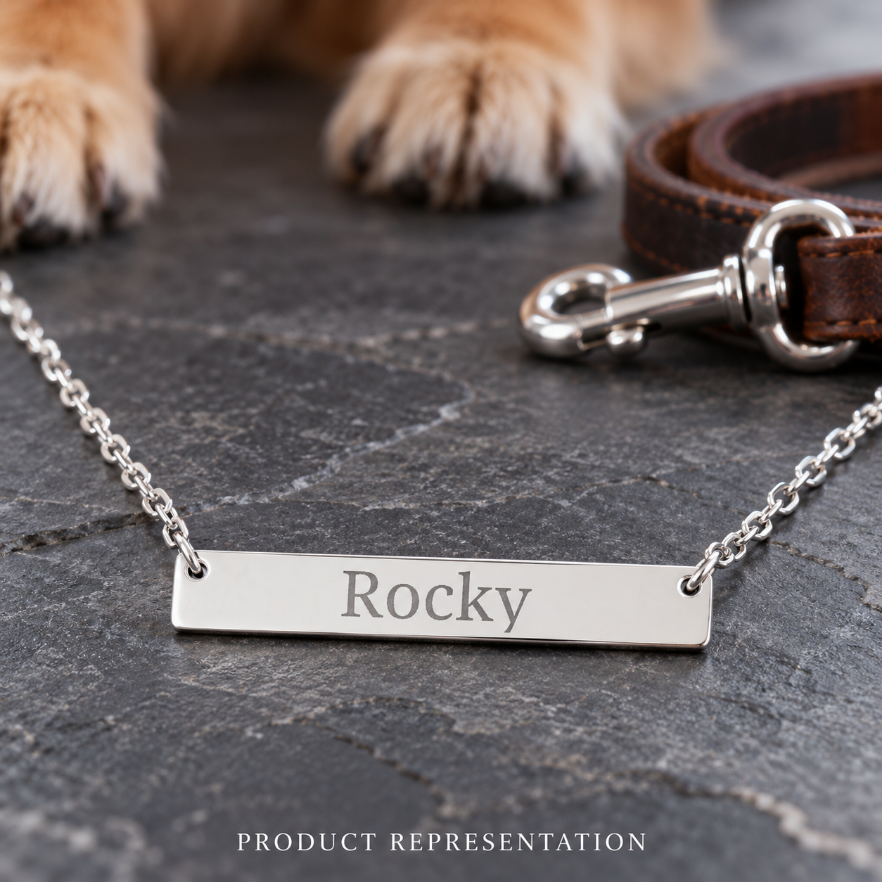 Horizontal Bar Necklace - Stainless Steel (Engraving) - Image 2