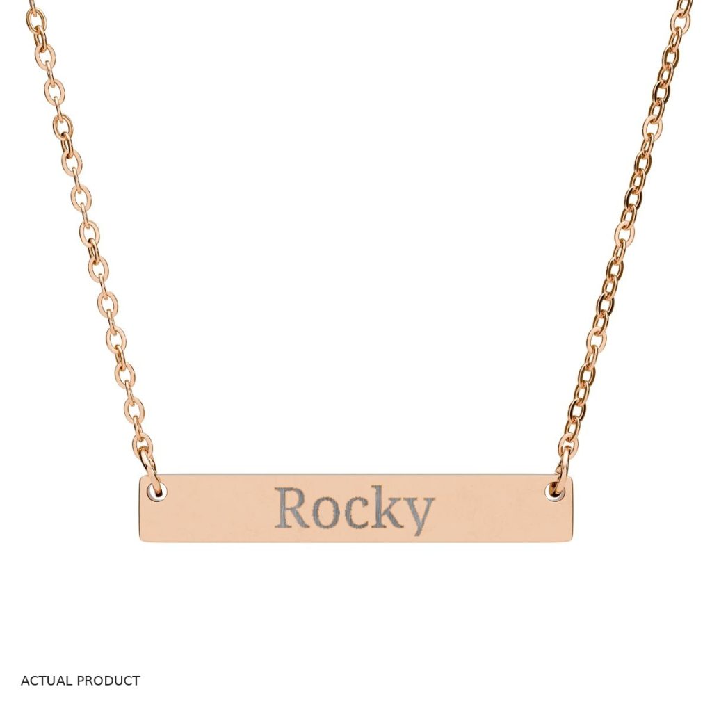 18K Rose Gold Horizontal Bar Necklace (Engraving)