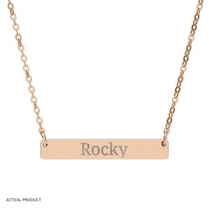 18K Rose Gold Horizontal Bar Necklace (Engraving)