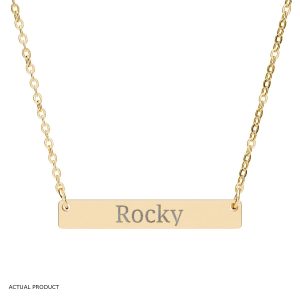 Horizontal Bar Necklace - 18K Gold (Your Engraving)