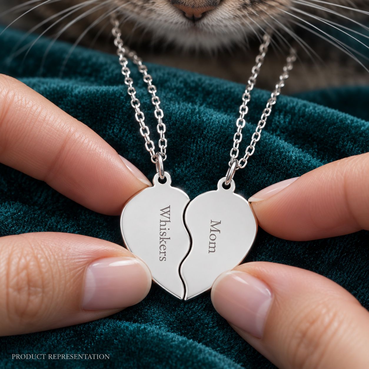 Break Apart Heart Necklace Set (Engraving) Gold or Silver - Image 5