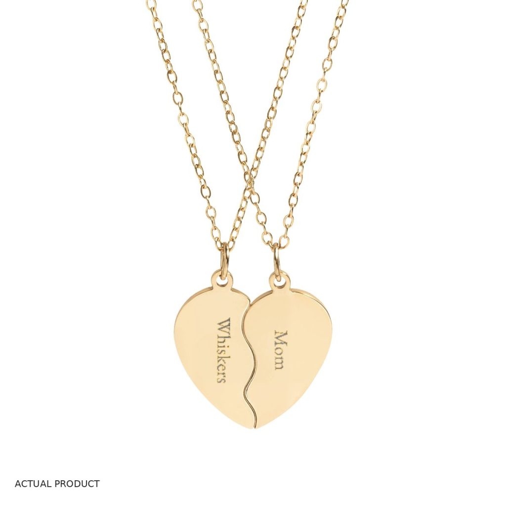 Break Apart Heart Necklace Set (Engraving) Gold or Silver