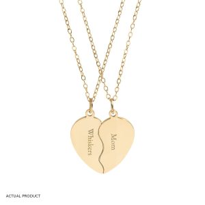 Break Apart Heart Necklace Set (Engraving) Gold or Silver