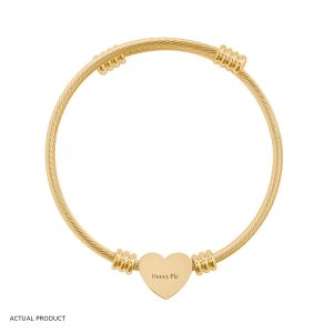 Heart Cuff Bracelet (Engraving) Gold Plate