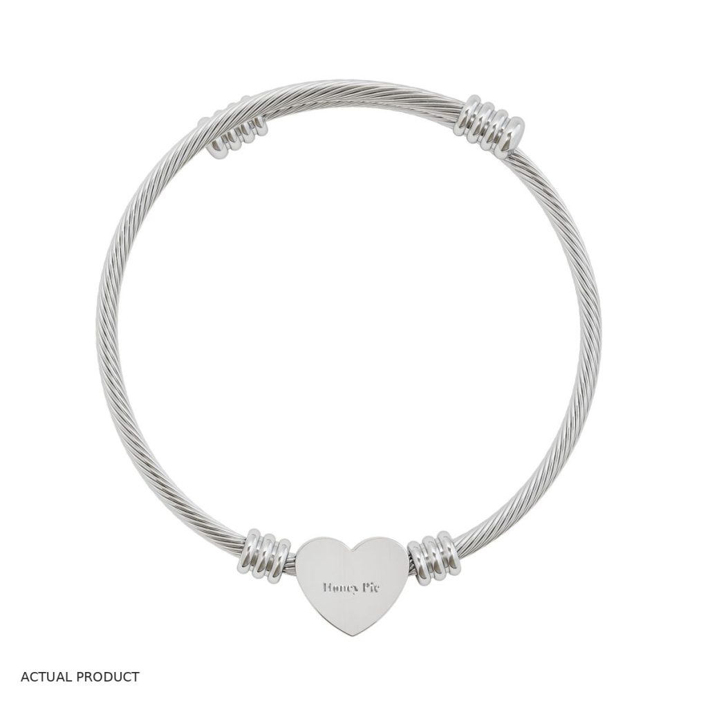 Heart Cuff Bracelet (Engraving) (Stainless Steel - No Coating)