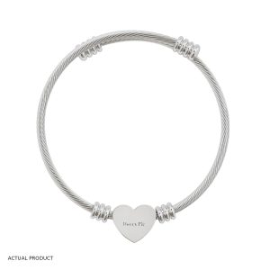 Heart Cuff Bracelet (Engraving) (Stainless Steel - No Coating)