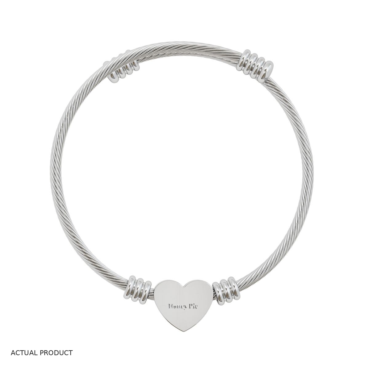Heart Cuff Bracelet (Engraving) (Stainless Steel - No Coating)