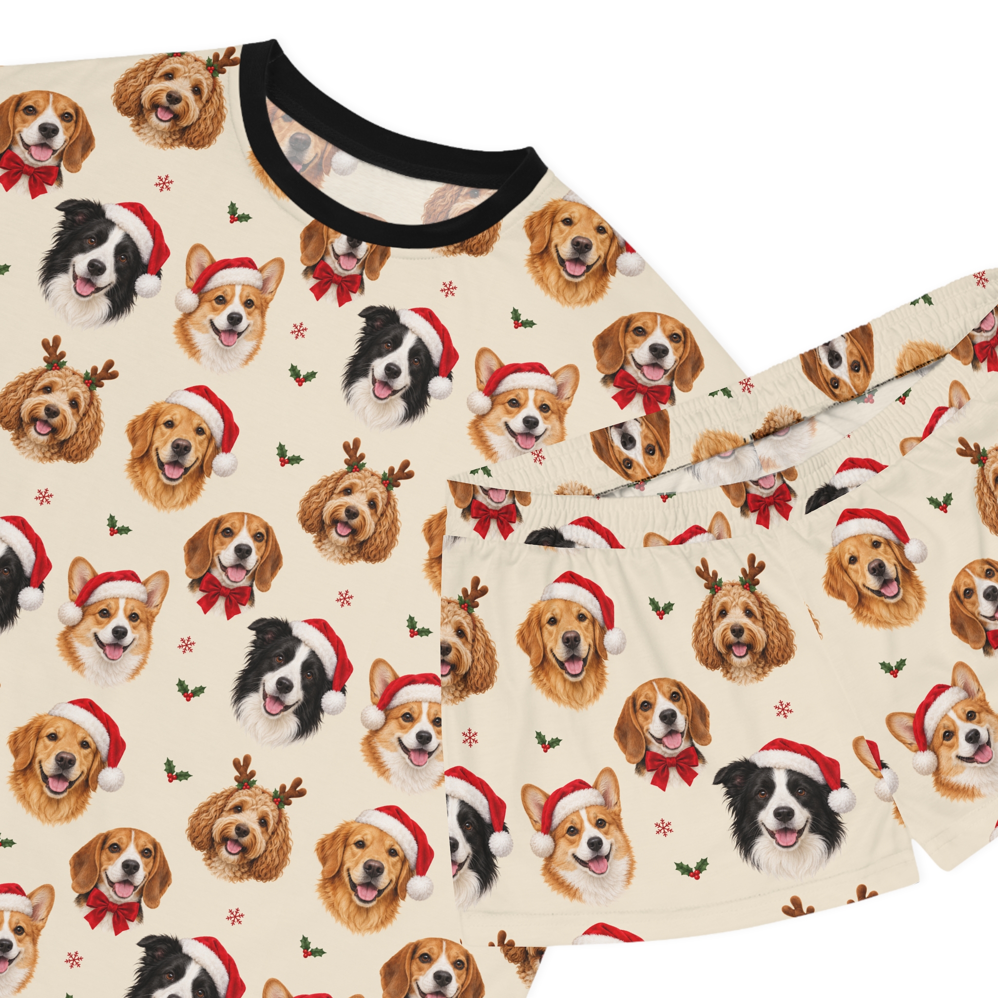 Petty PJs — Loose Christmas Dogs Womens Complete Short Pajama Set - Image 7