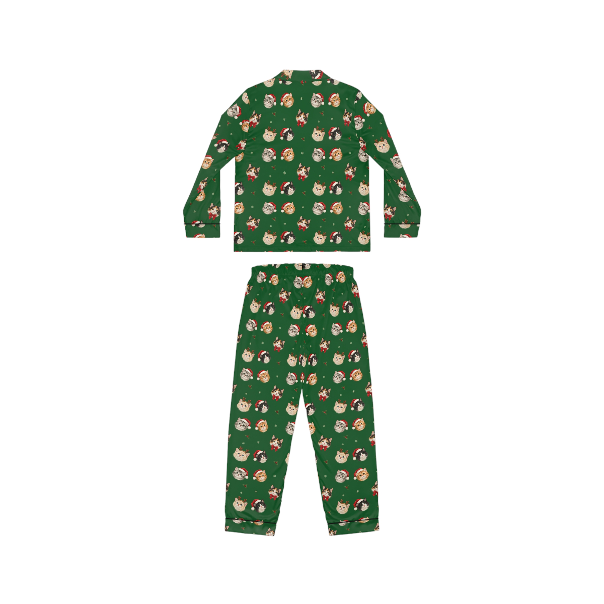 Petty PJs — Loose Christmas Cats Womens Complete Satin Pajama Set - Image 2