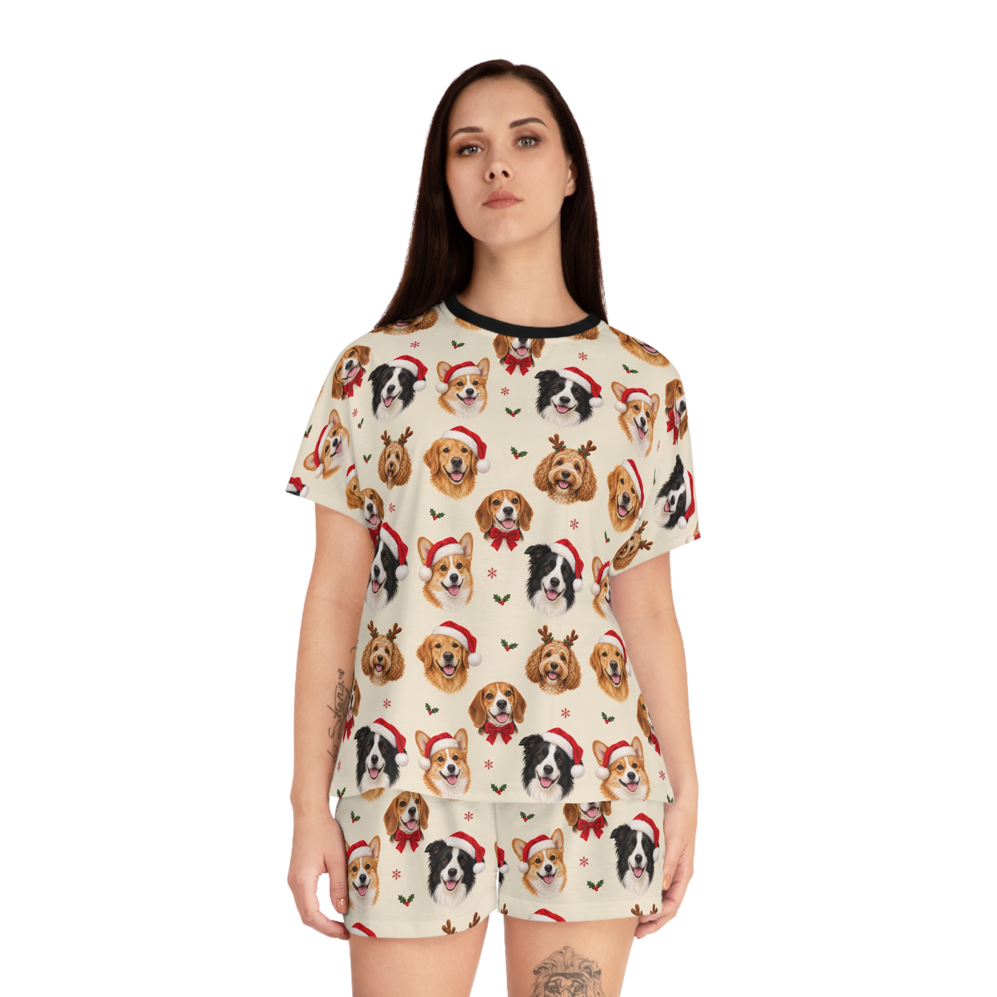Petty PJs — Loose Christmas Dogs Womens Complete Short Pajama Set - Image 8