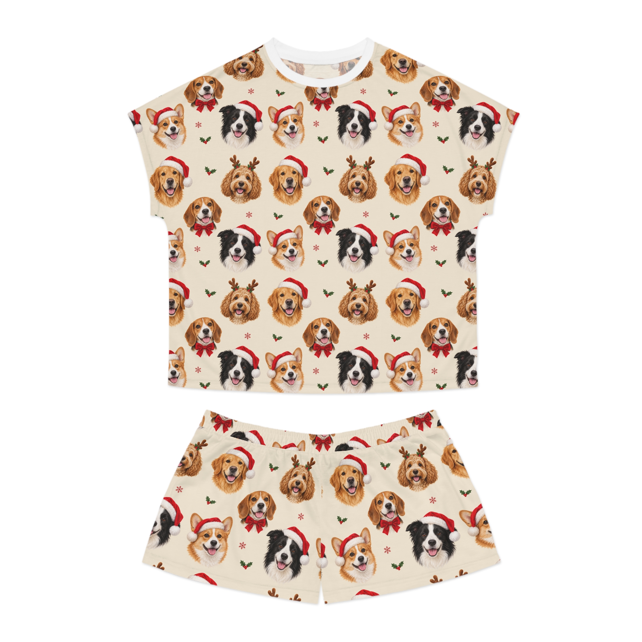 Petty PJs — Loose Christmas Dogs Womens Complete Short Pajama Set