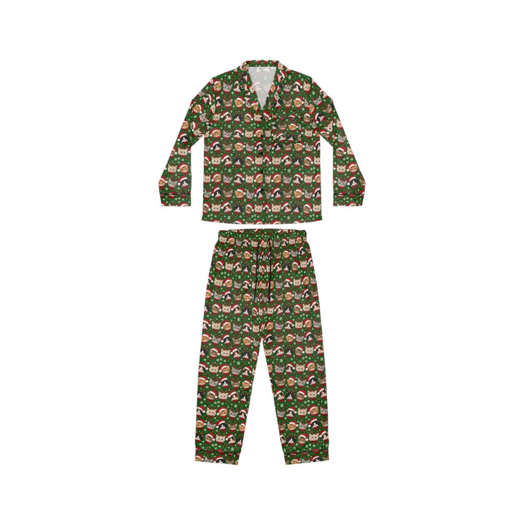 Petty PJs — Tighter Christmas Cats Womens Complete Satin Pajama Set