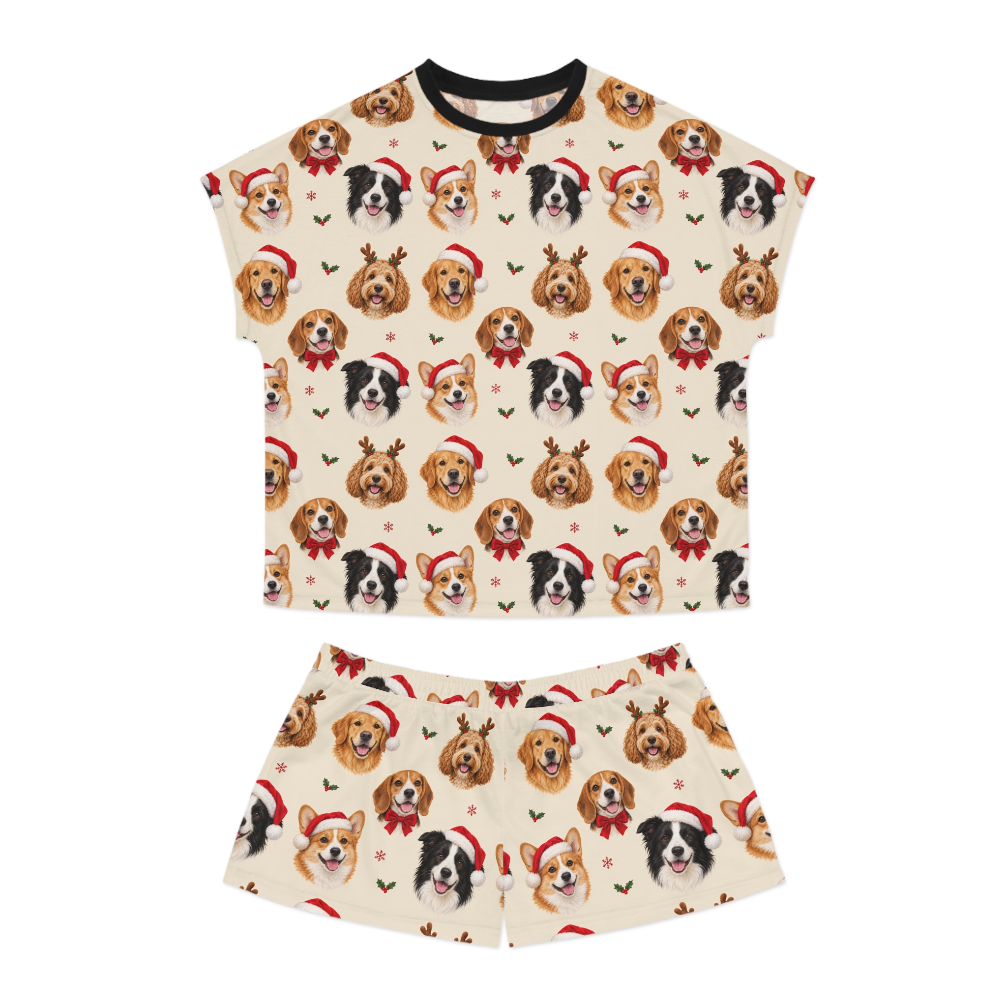 Petty PJs — Loose Christmas Dogs Womens Complete Short Pajama Set - Image 5