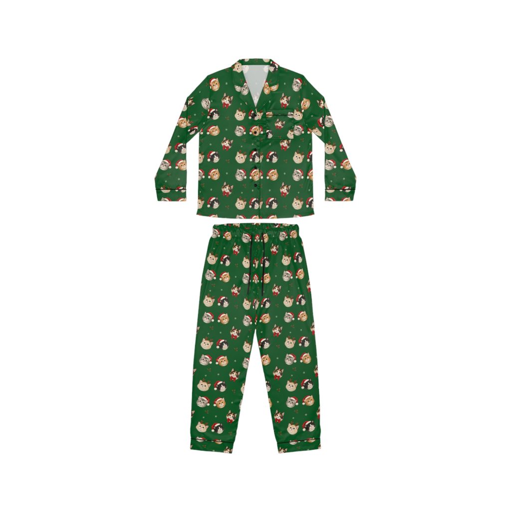 Petty PJs — Loose Christmas Cats Womens Complete Satin Pajama Set