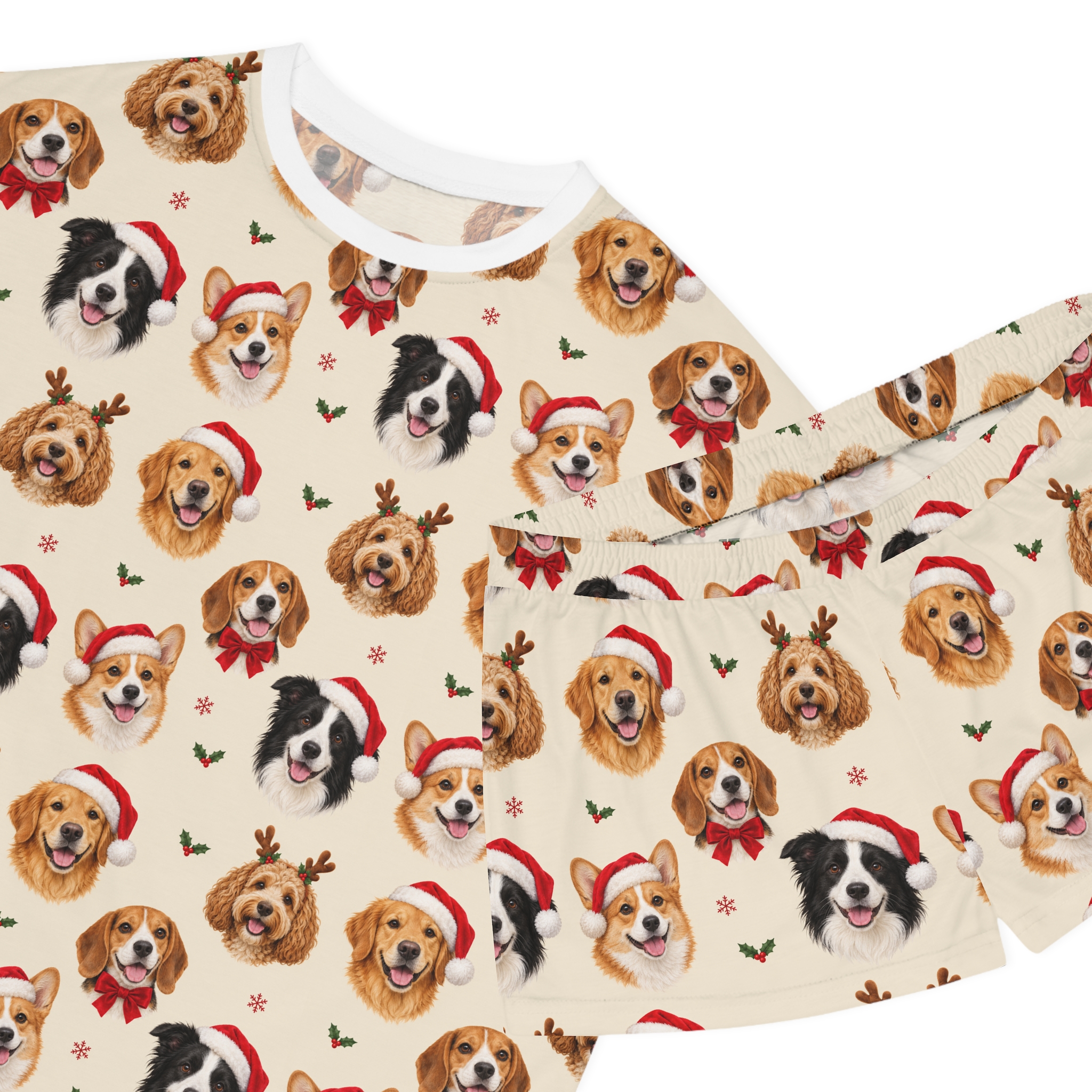 Petty PJs — Loose Christmas Dogs Womens Complete Short Pajama Set - Image 3