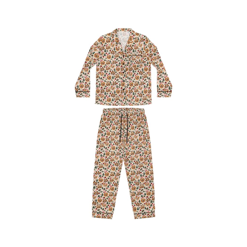 Petty PJs — Original Christmas Dogs Womens Complete Satin Pajama Set