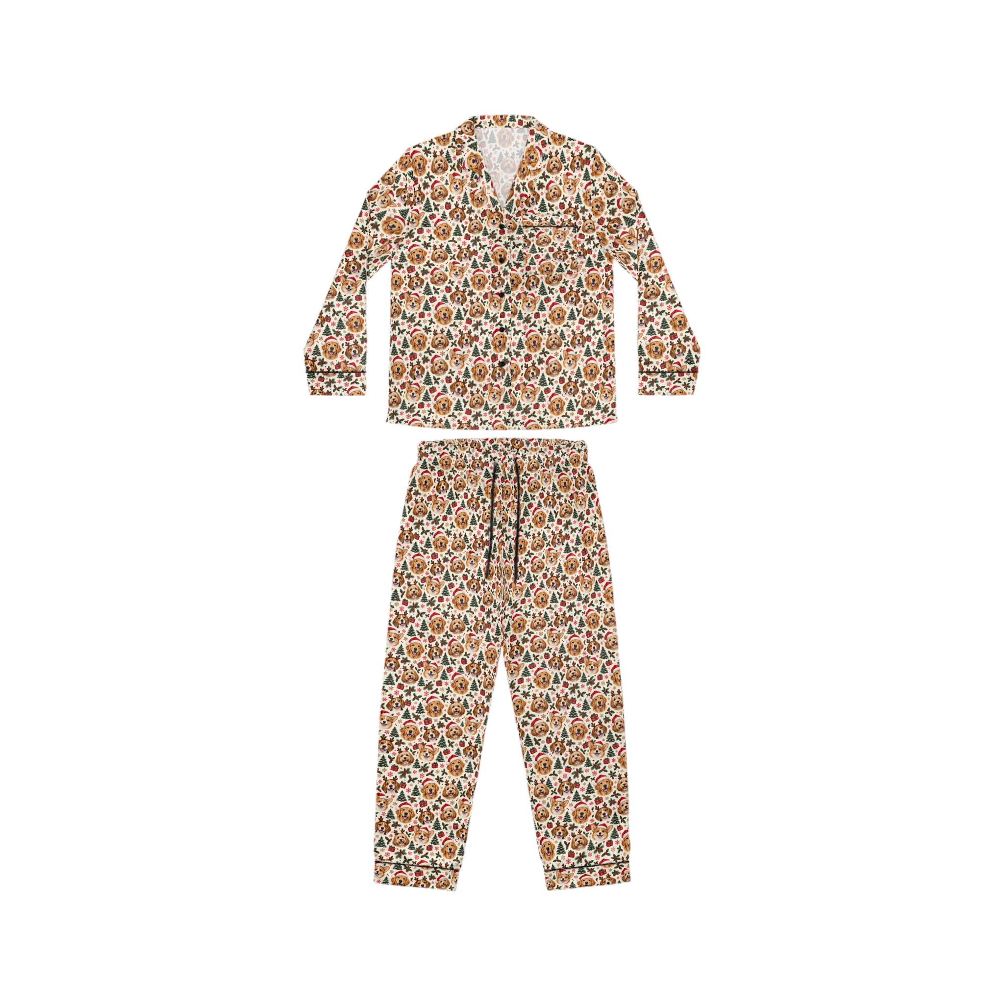 Petty PJs — Original Christmas Dogs Womens Complete Satin Pajama Set