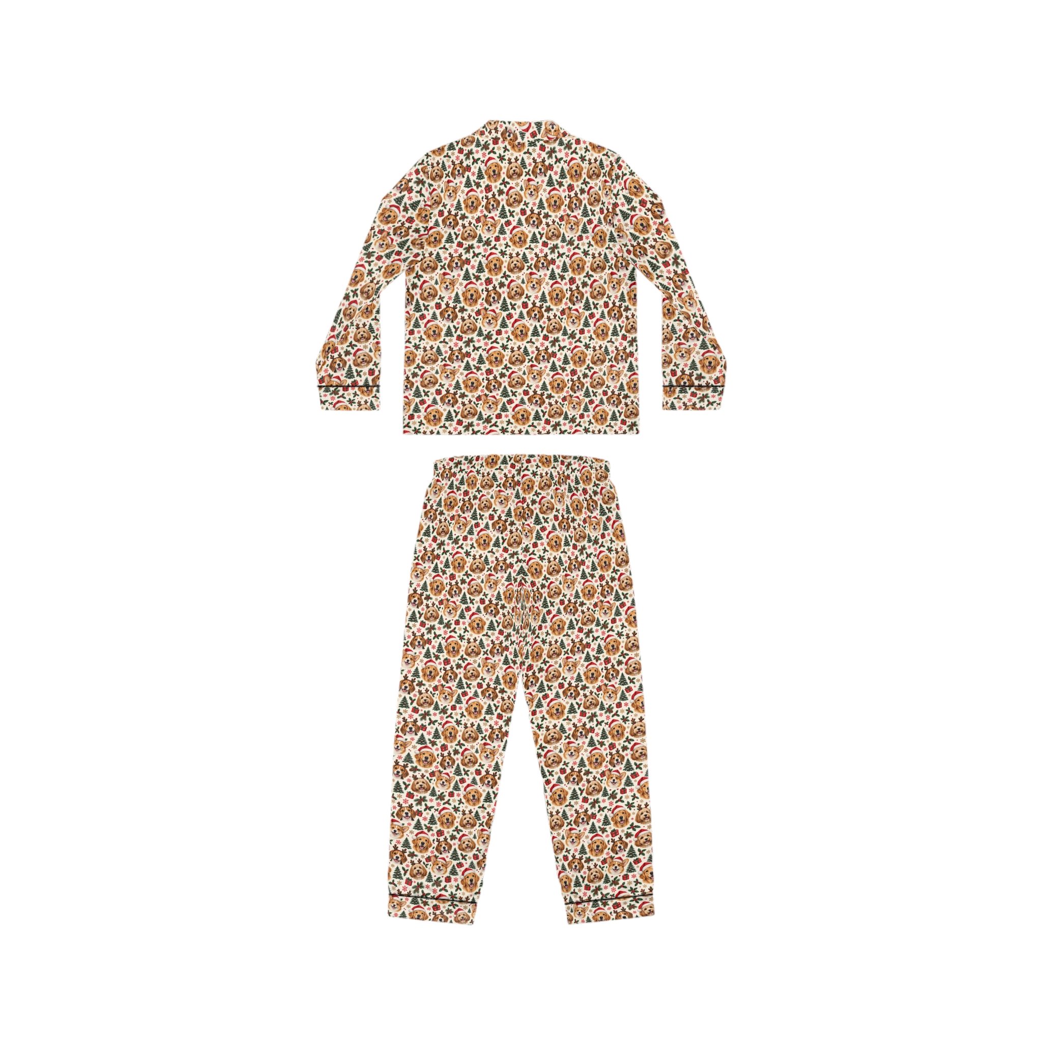 Petty PJs — Original Christmas Dogs Womens Complete Satin Pajama Set - Image 2