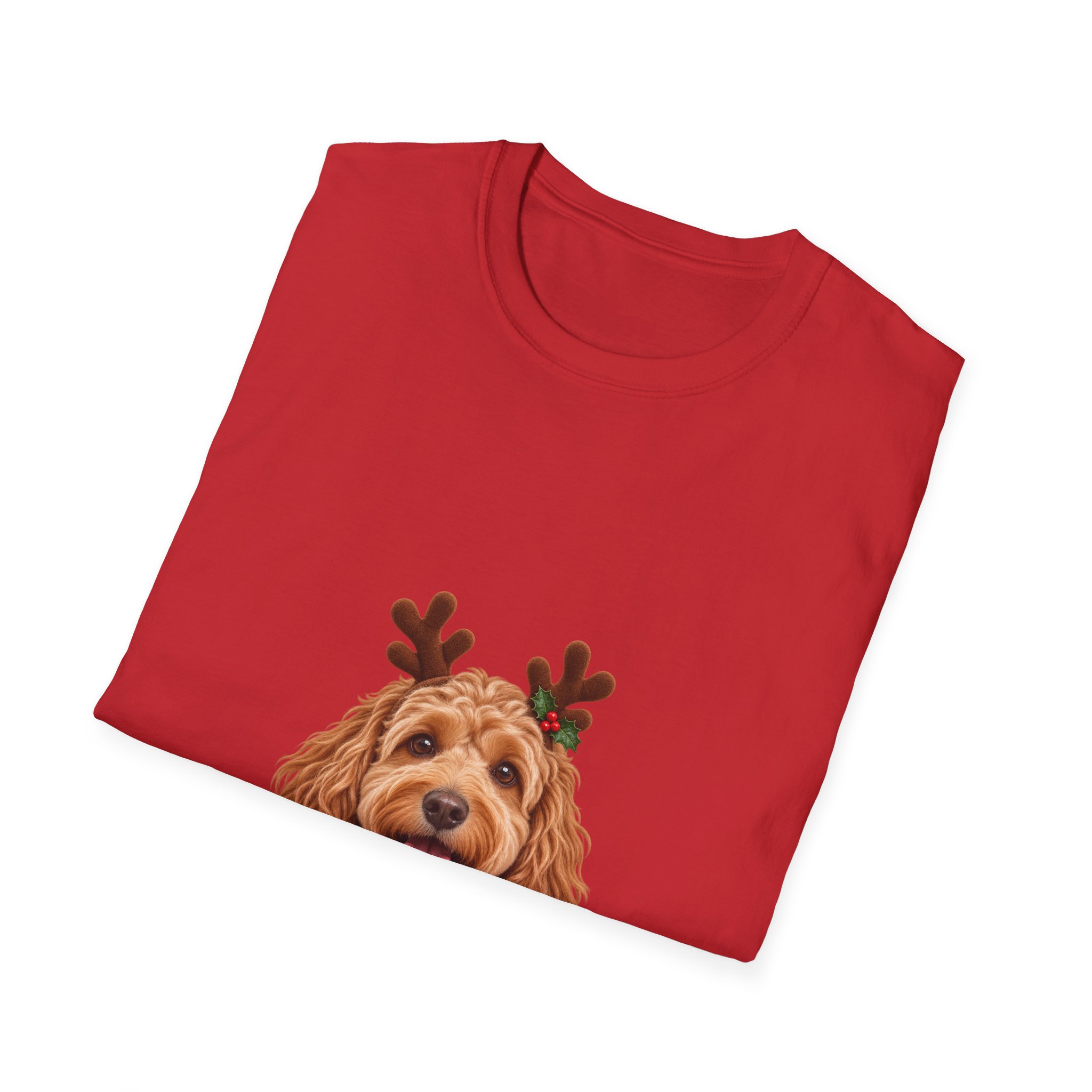 Petty PJs — Cockapoo Reindeer Unisex Christmas T-Shirt - Image 8