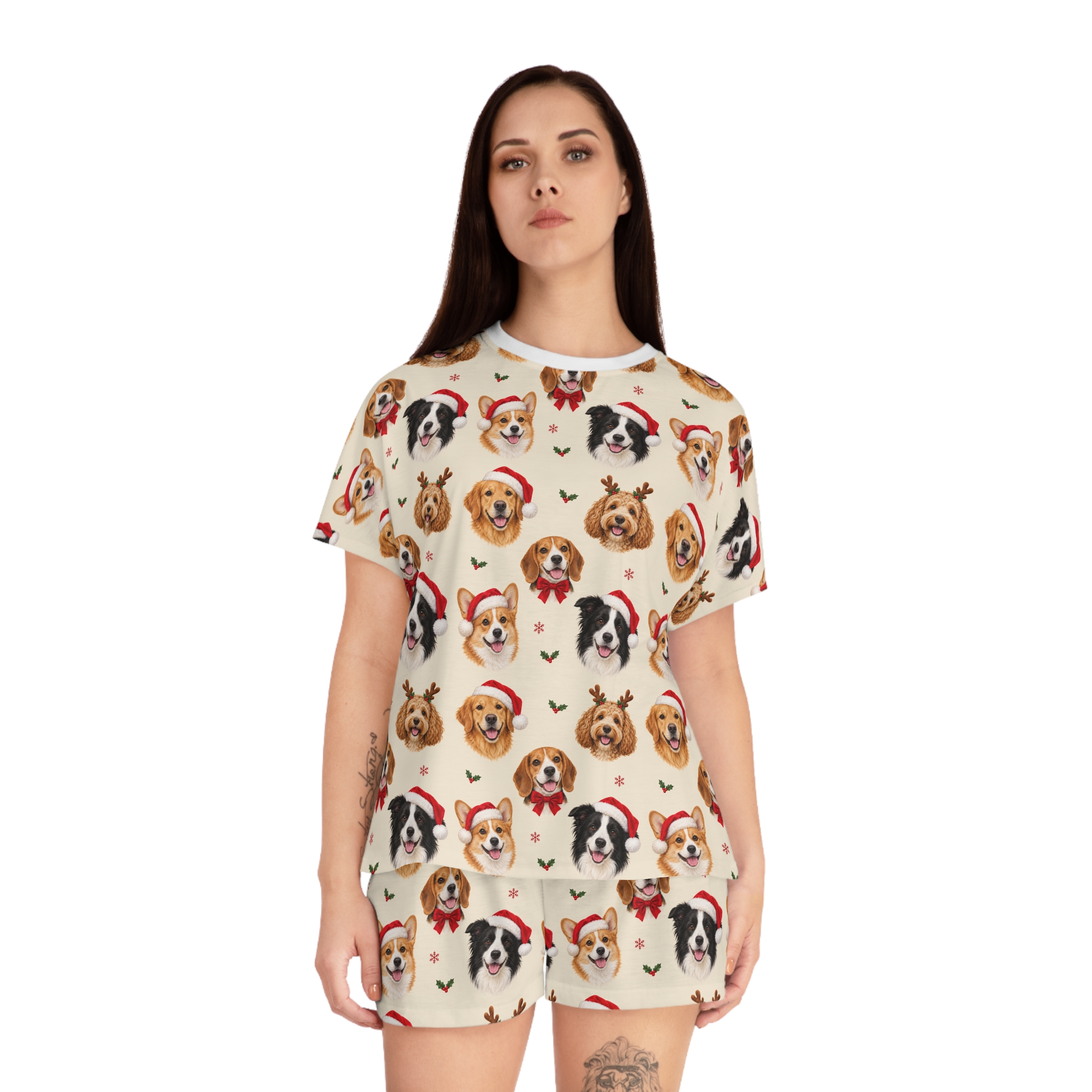 Petty PJs — Loose Christmas Dogs Womens Complete Short Pajama Set - Image 4