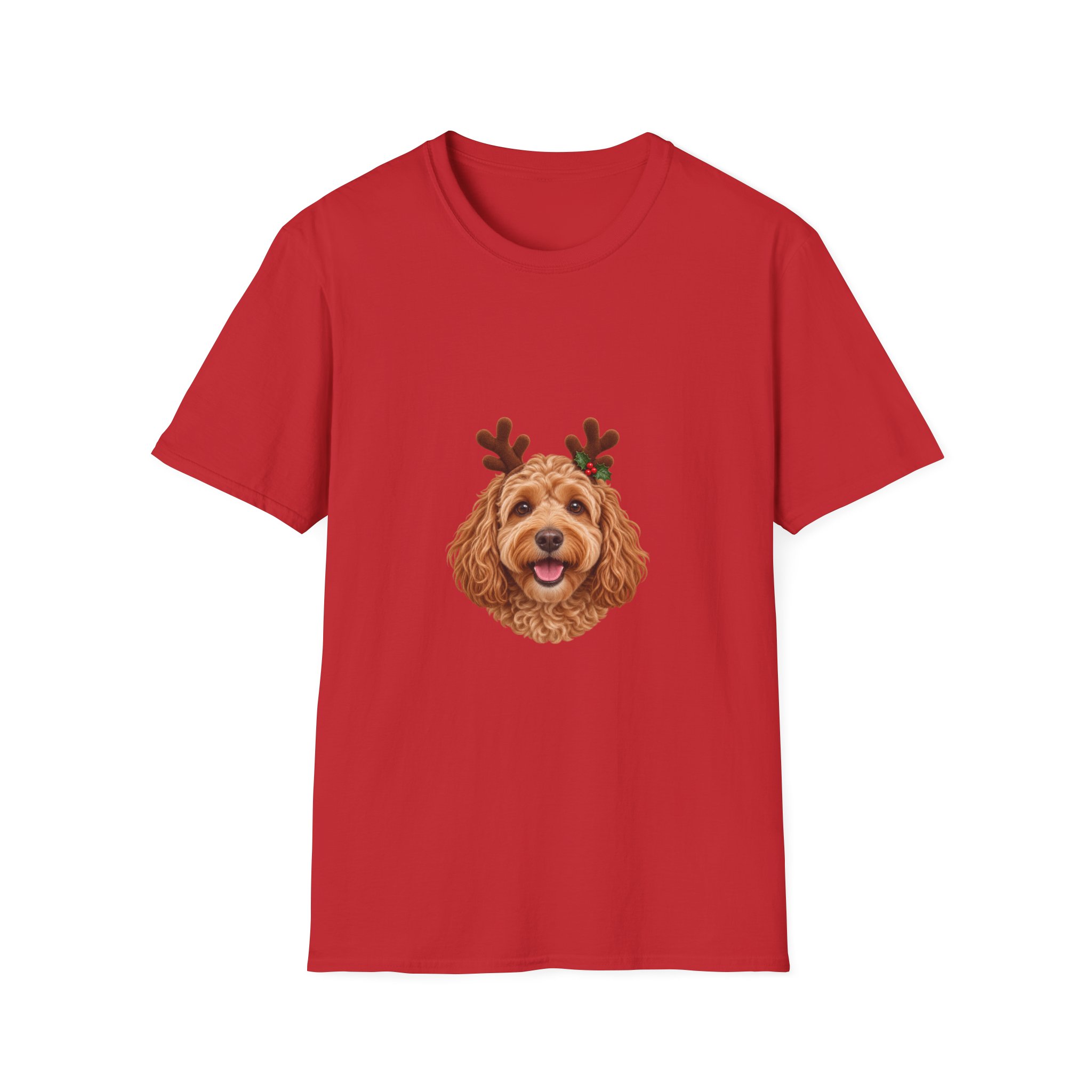 Petty PJs — Cockapoo Reindeer Unisex Christmas T-Shirt - Image 5