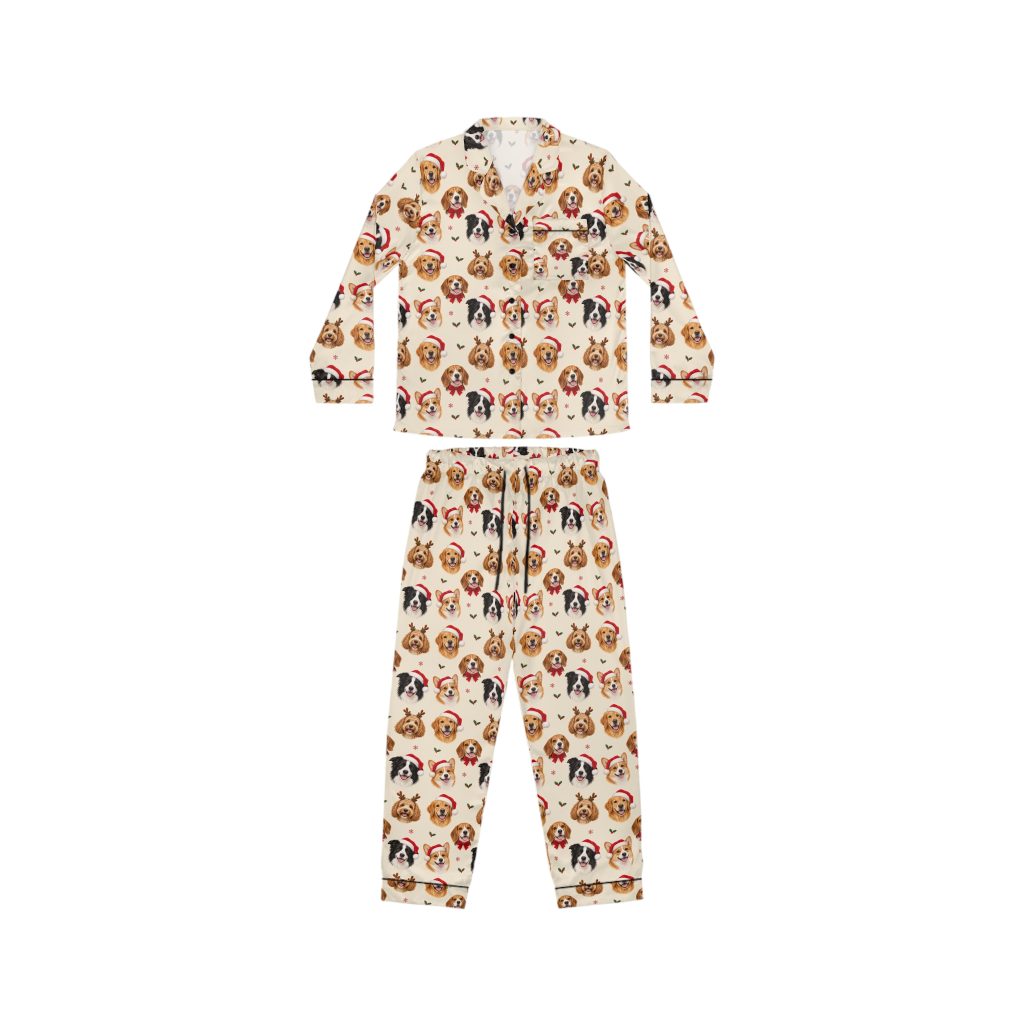 Petty PJs — Loose Christmas Dogs Womens Complete Satin Pajama Set