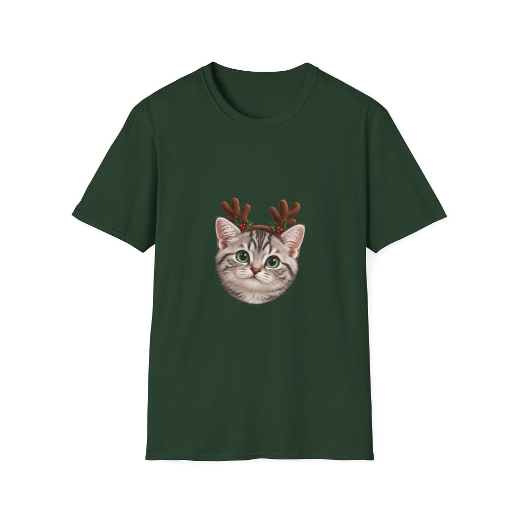 Petty PJs — Silver Tabby Reindeer Unisex Christmas T-Shirt