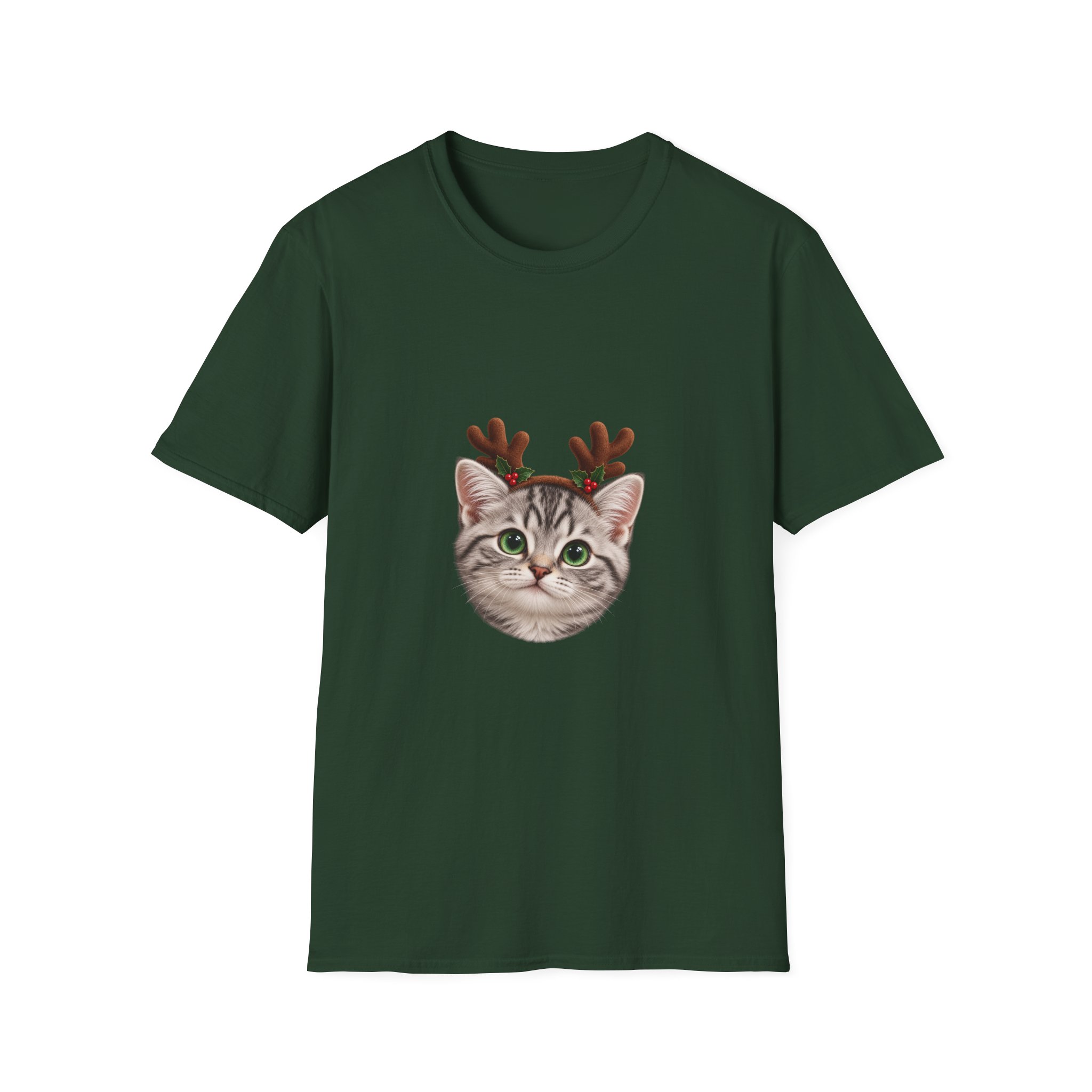 Petty PJs — Silver Tabby Reindeer Unisex Christmas T-Shirt