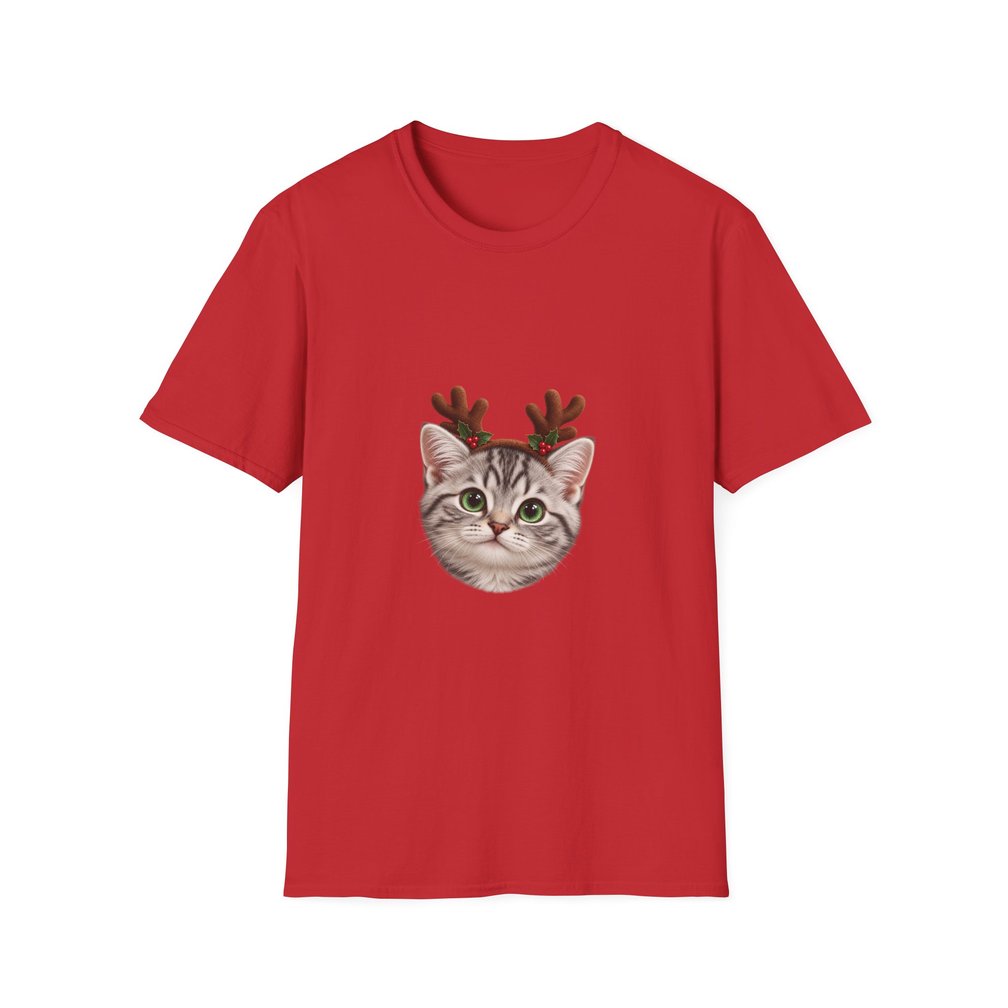 Petty PJs — Silver Tabby Reindeer Unisex Christmas T-Shirt - Image 5