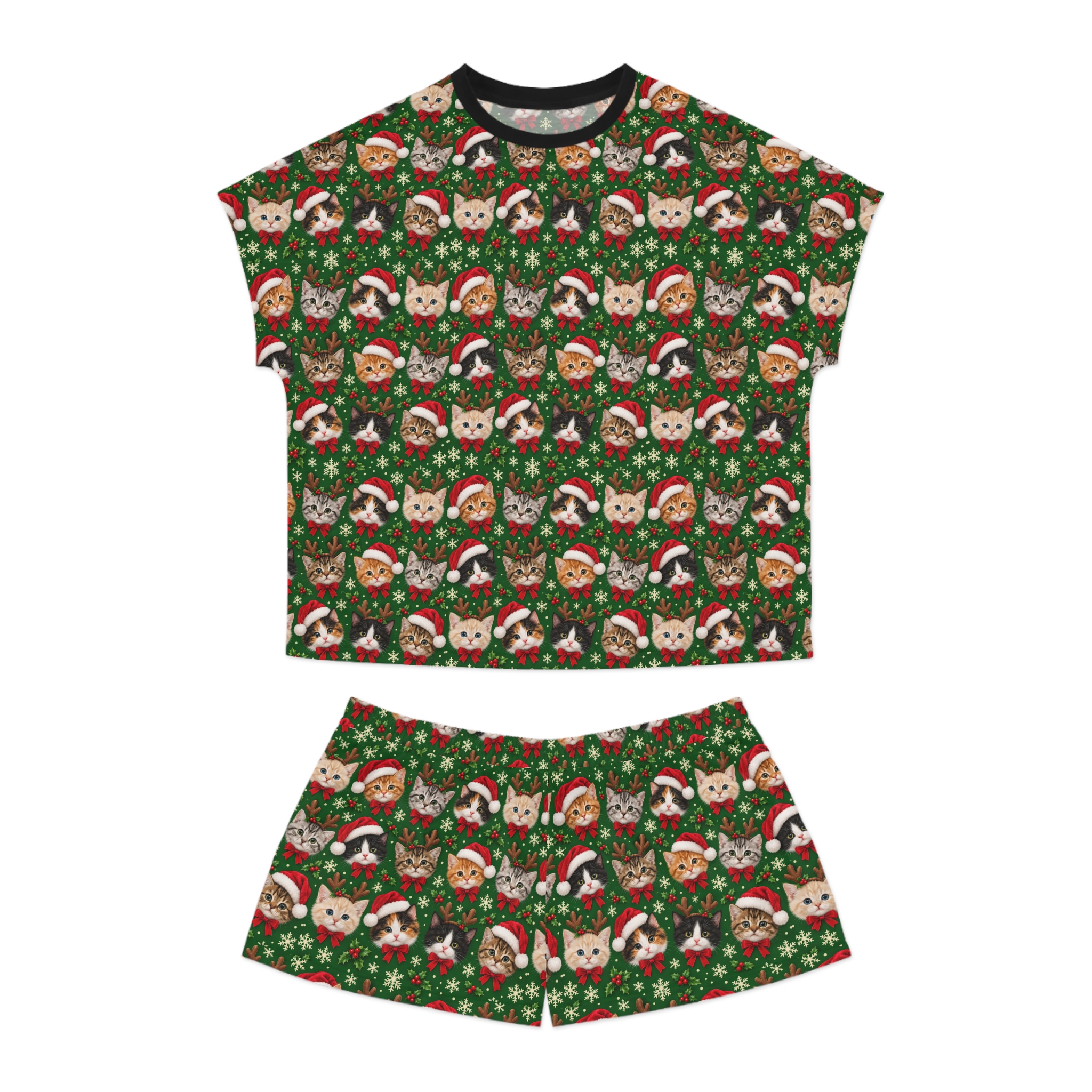 Petty PJs — Tighter Christmas Cats Womens Complete Short Pajama Set - Image 5