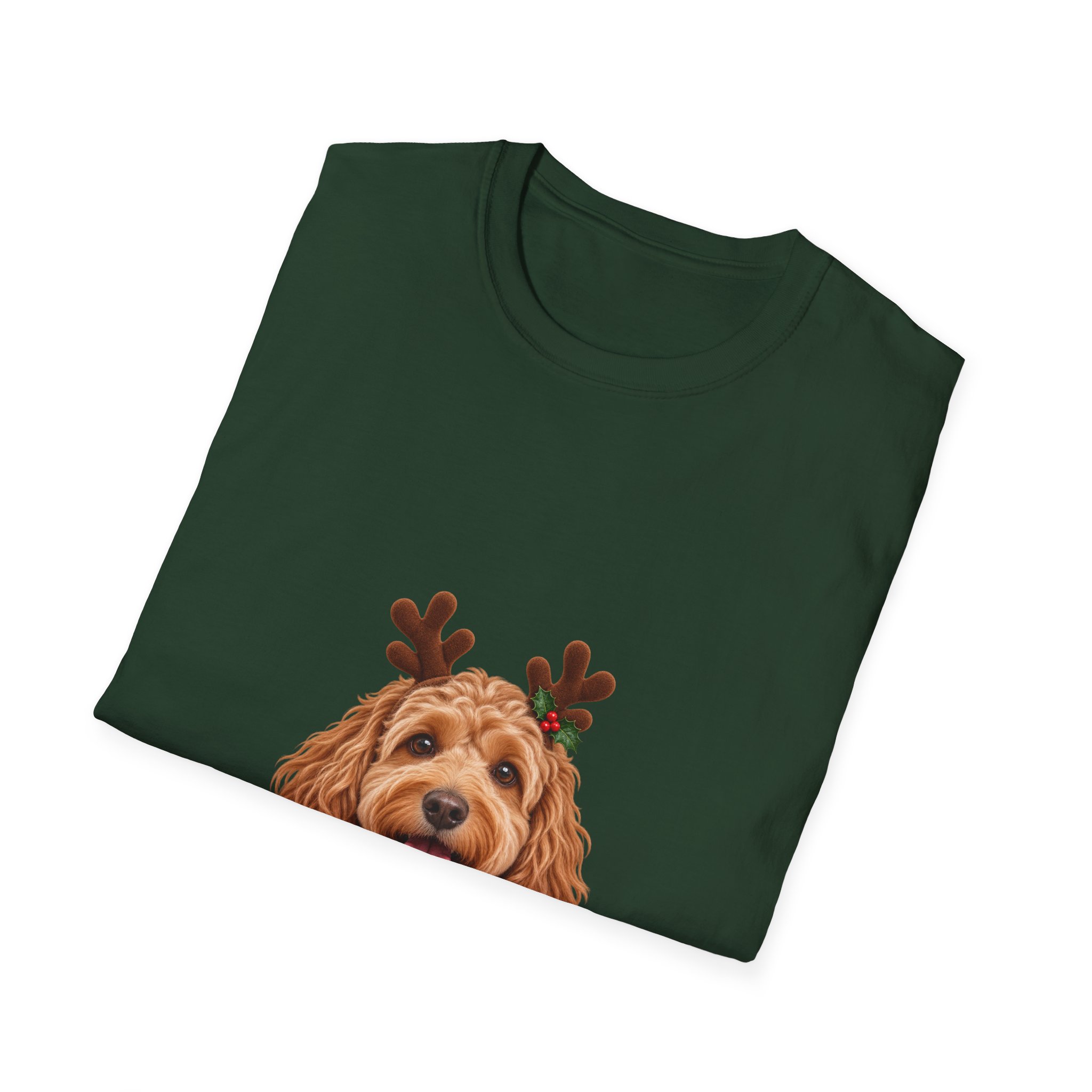 Petty PJs — Cockapoo Reindeer Unisex Christmas T-Shirt - Image 4