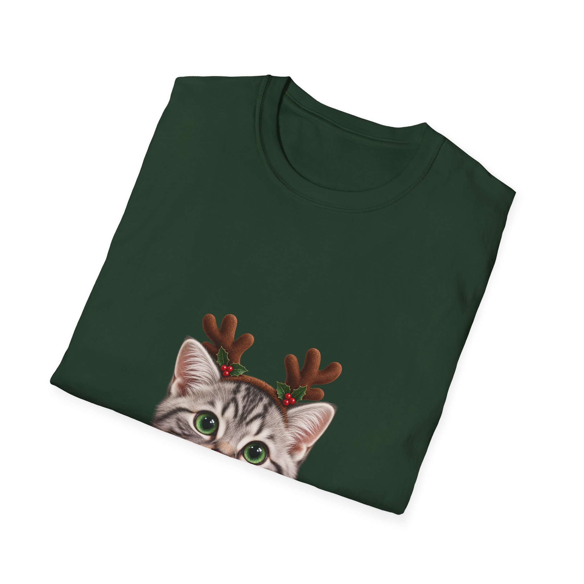 Petty PJs — Silver Tabby Reindeer Unisex Christmas T-Shirt - Image 4