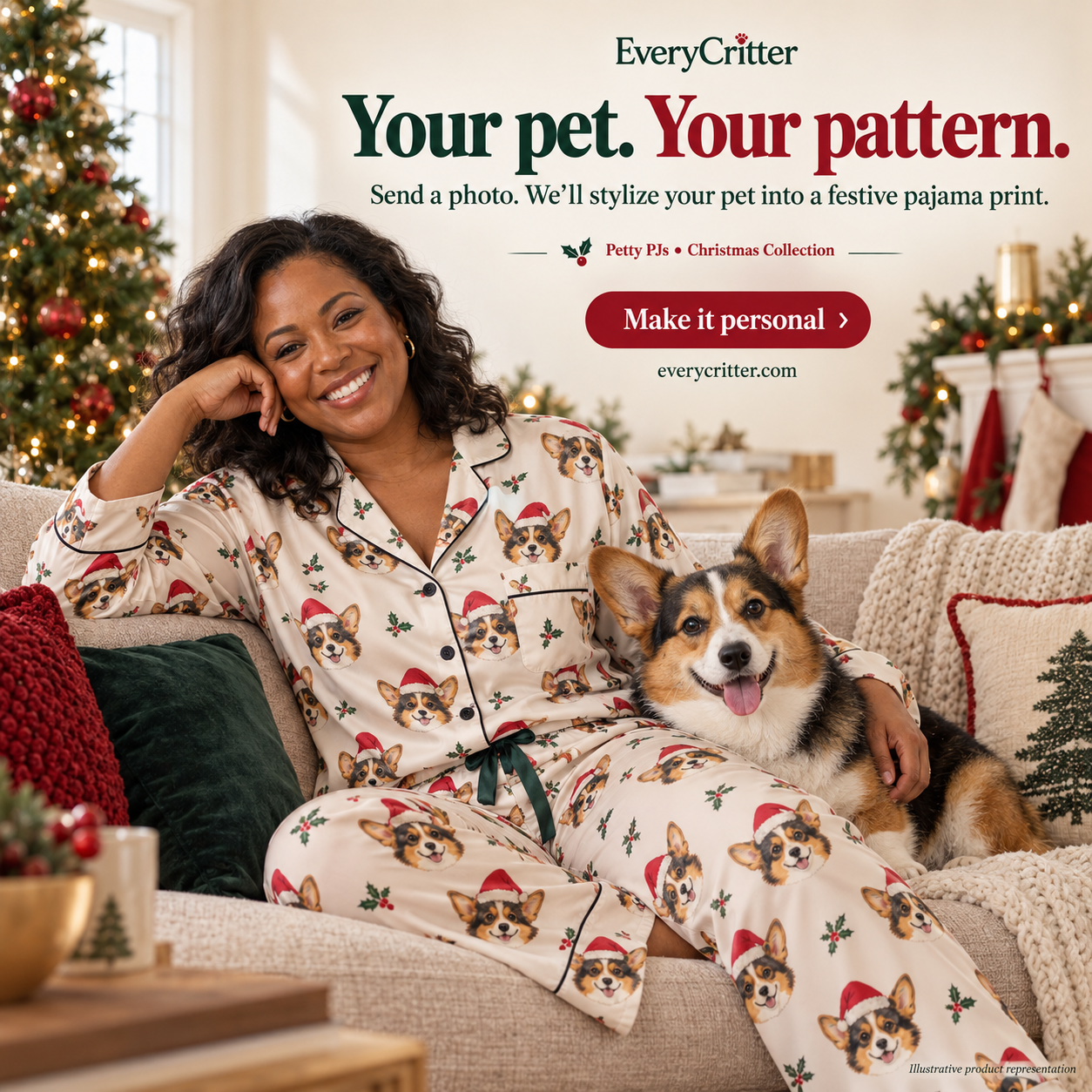 Your pet your pattern personalized Christmas pajamas