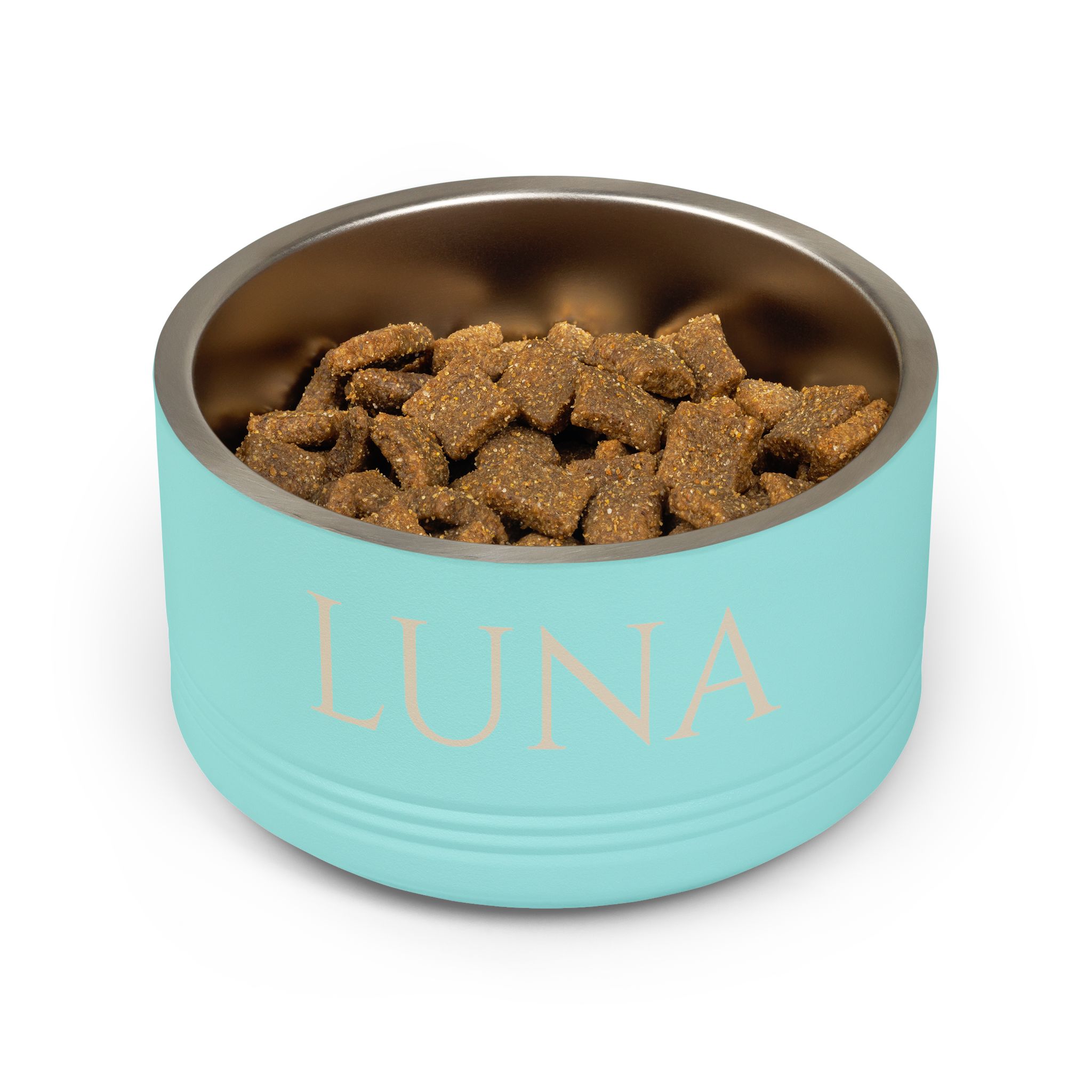 Botanical Personalized Teal Stainless Steel Bowl (18oz) — product gallery image; personalization shown may be an example.