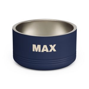 Classic Gingham Personalized Navy Stainless Steel Bowl (18oz) — product gallery image; personalization shown may be an example.