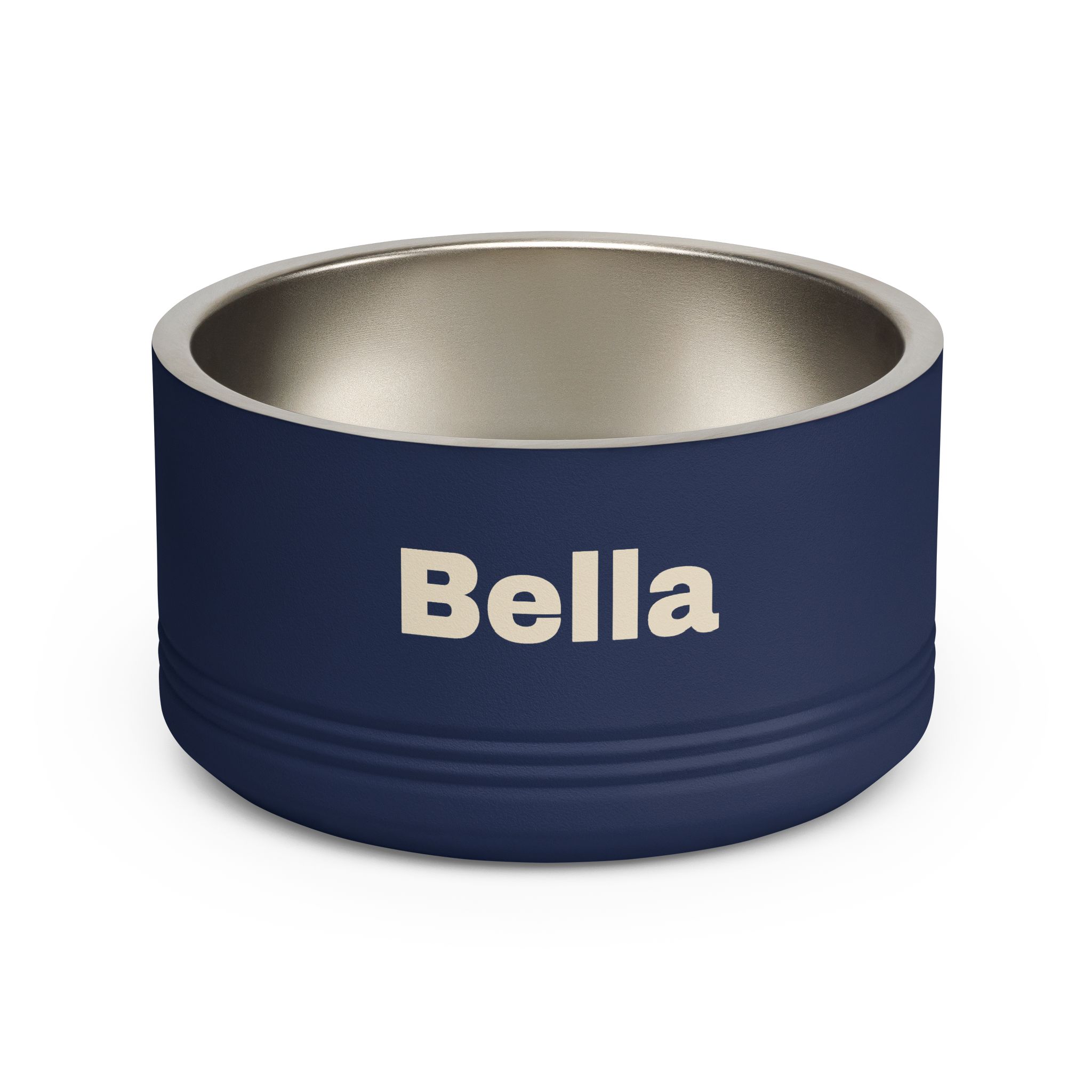 Coastal Personalized Navy Stainless Steel Bowl (18oz) — product gallery image; personalization shown may be an example.