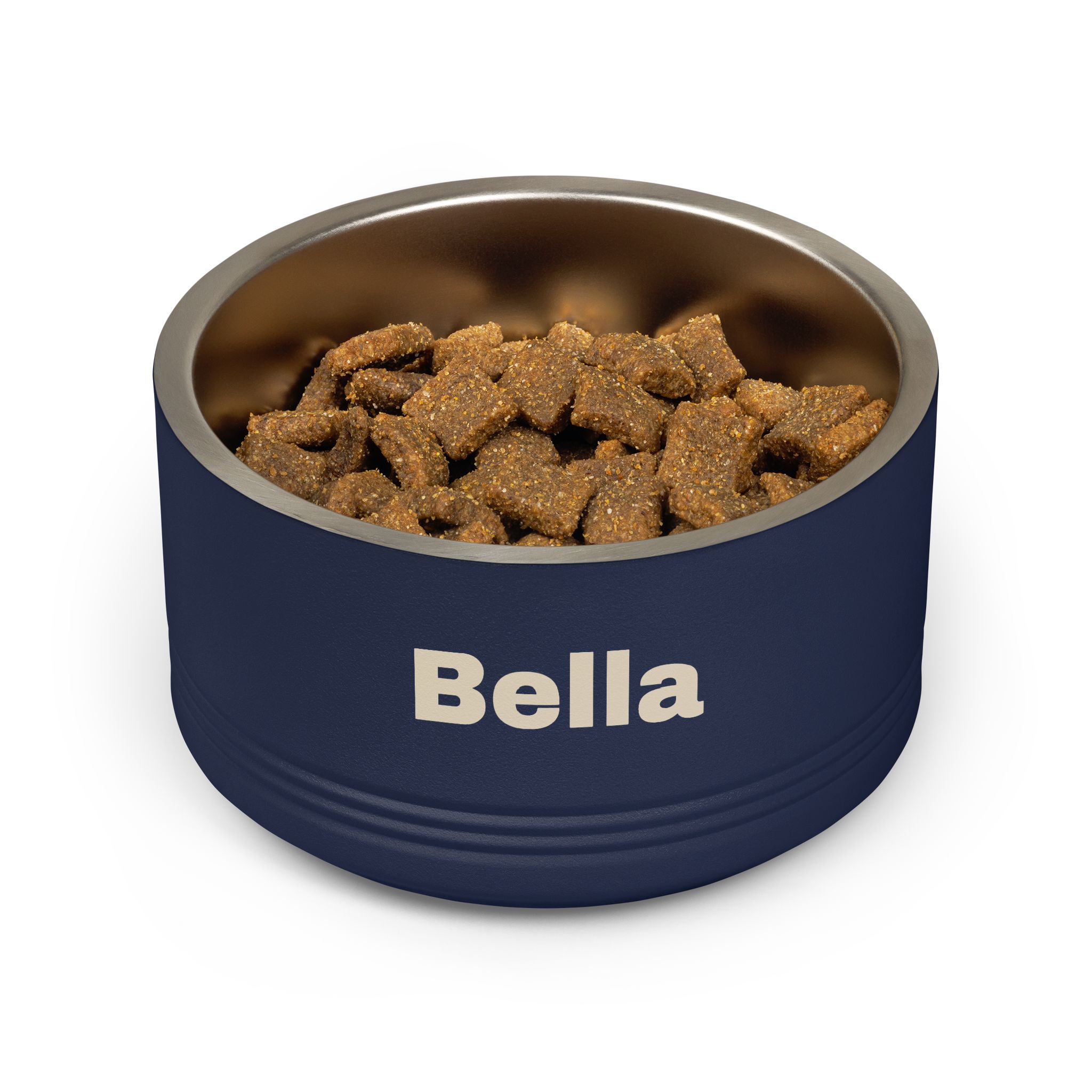 Coastal Personalized Navy Stainless Steel Bowl (18oz) — product gallery image; personalization shown may be an example.