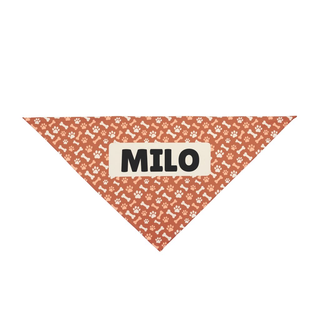 Playful Personalized Pet Bandana — individual item; personalization shown is an example.